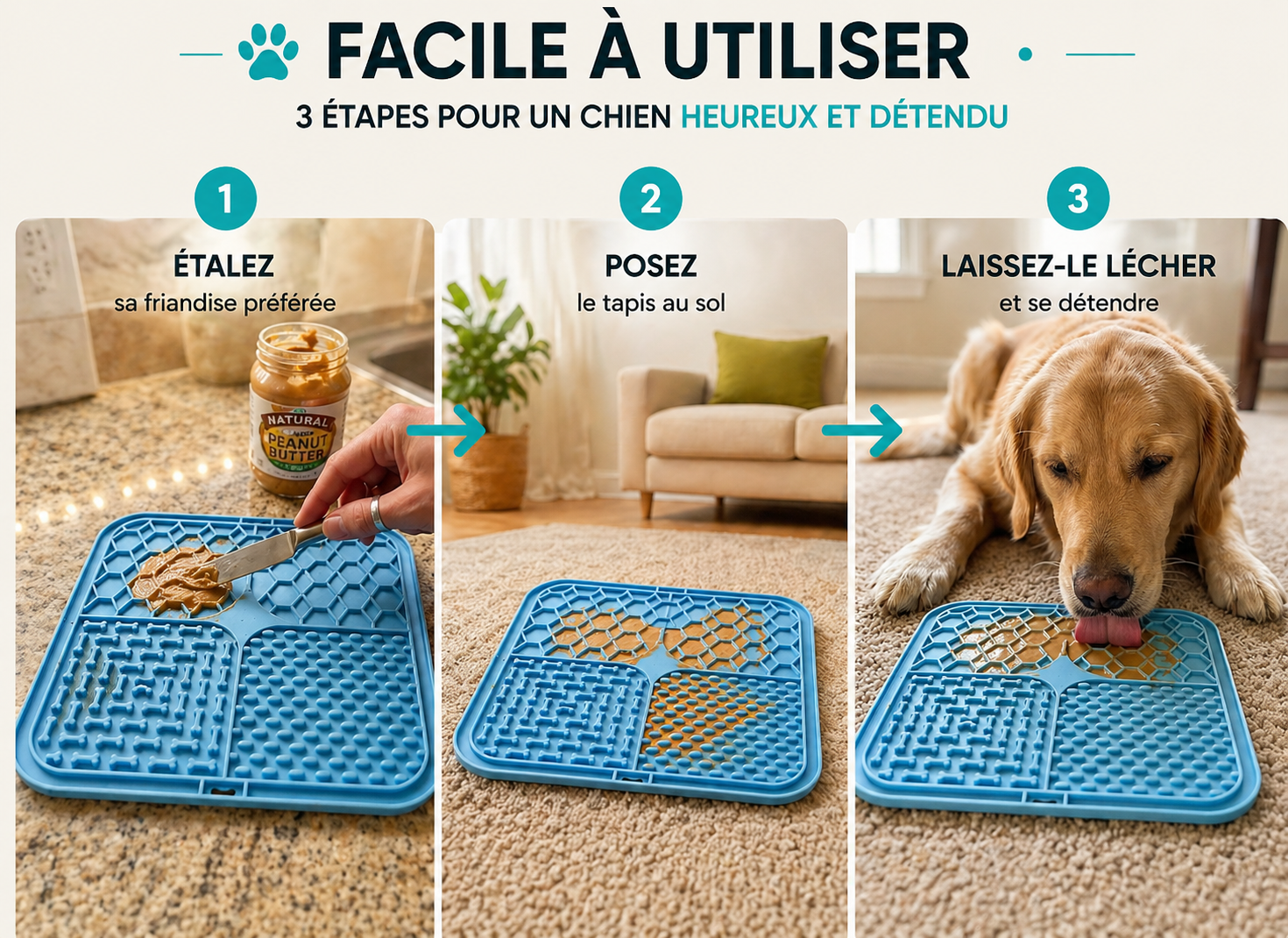 Tapis de léchage apaisant naturel