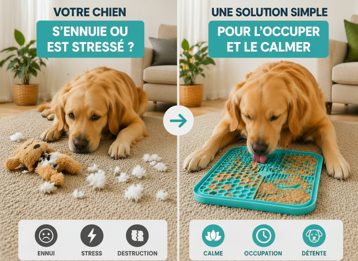 Tapis de léchage apaisant naturel pour chien