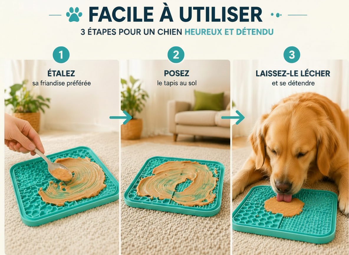 Tapis de léchage apaisant naturel pour chien
